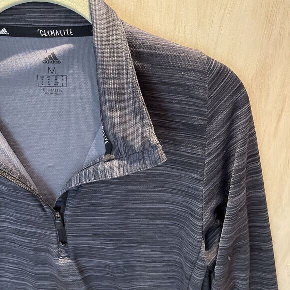 Adidas Climalite Mens pullover top shirt Black Gray 1/4 Zip Size Medium - Picture 2 of 7